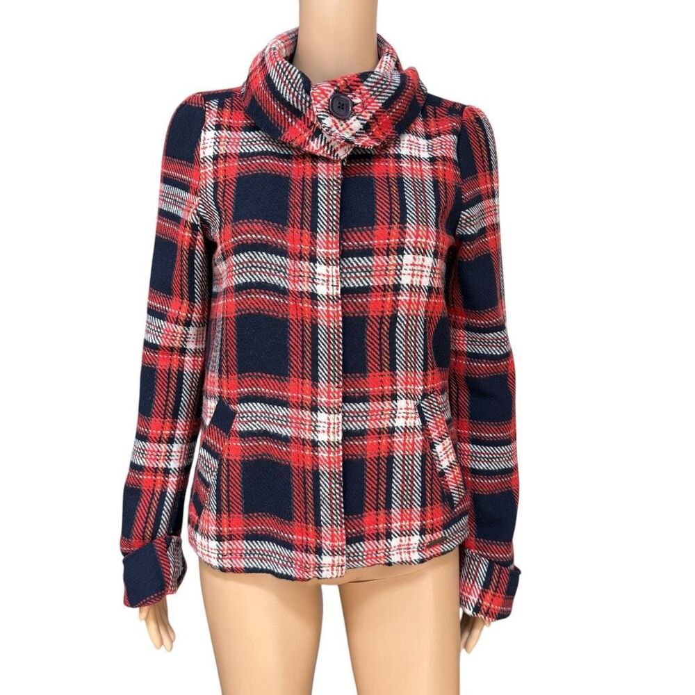 Roxy Plaid Peacoat Multicolor Button Closure Wool… - image 2